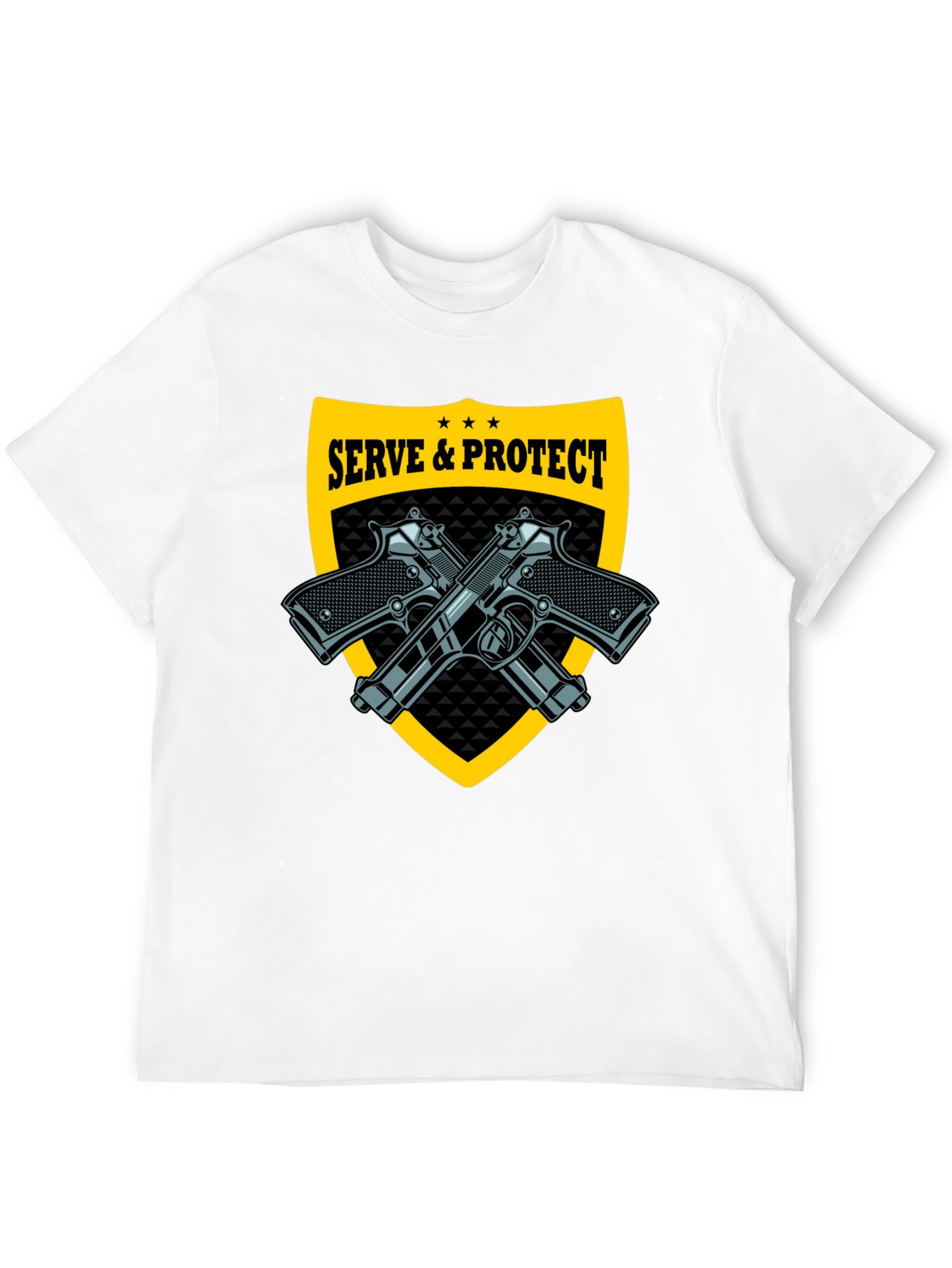 Serve & Protect Black T-Shirt with Gun Graphics