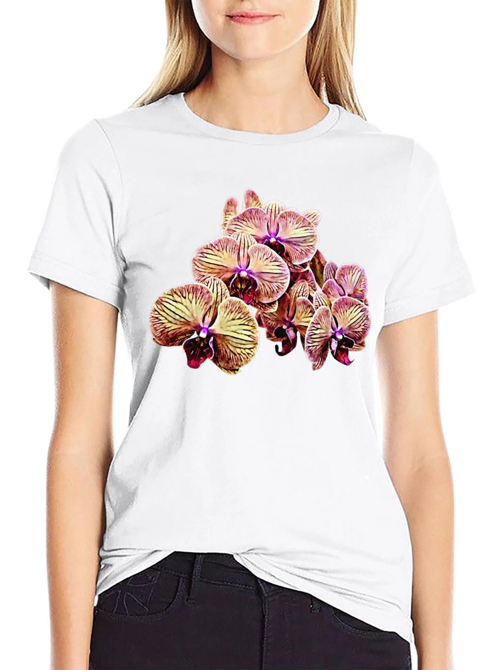 Floral Orchid T-Shirt - Black