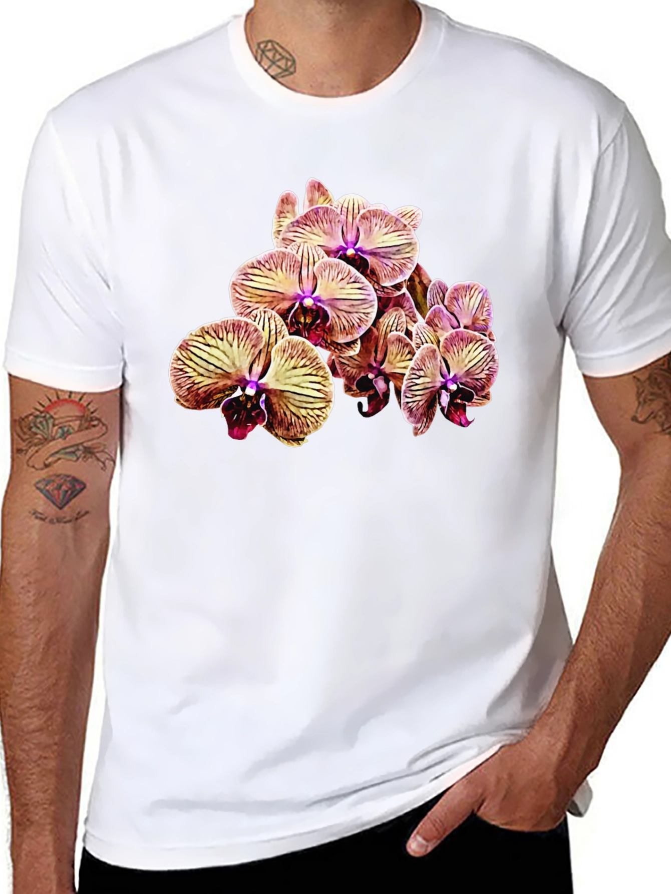 Floral Orchid T-Shirt - Black