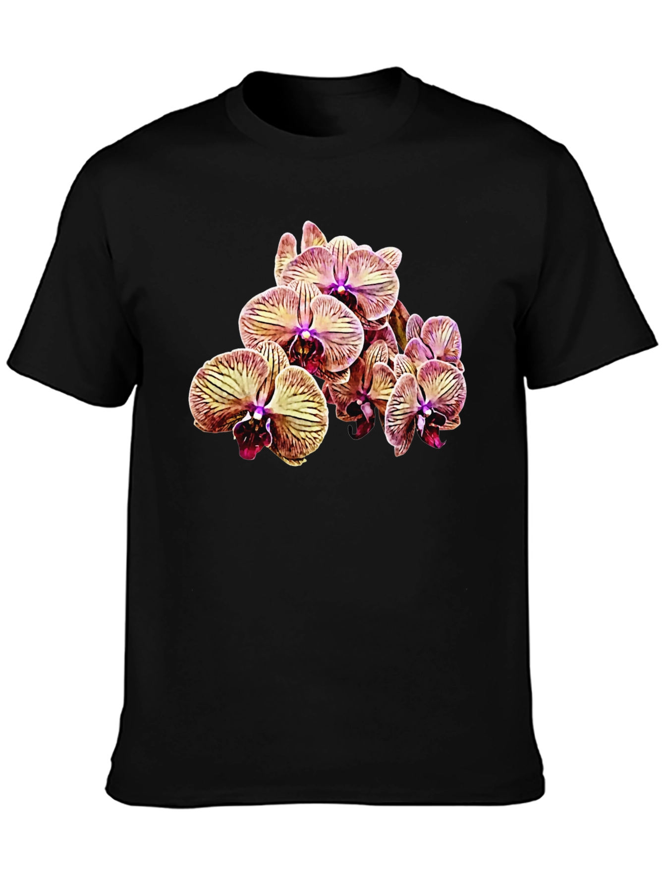 Floral Orchid T-Shirt - Black