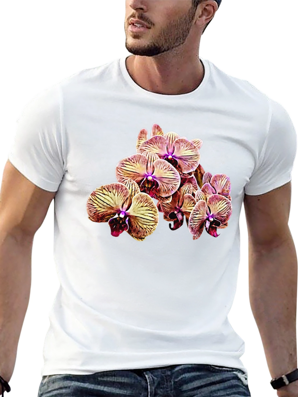 Floral Orchid T-Shirt - Black