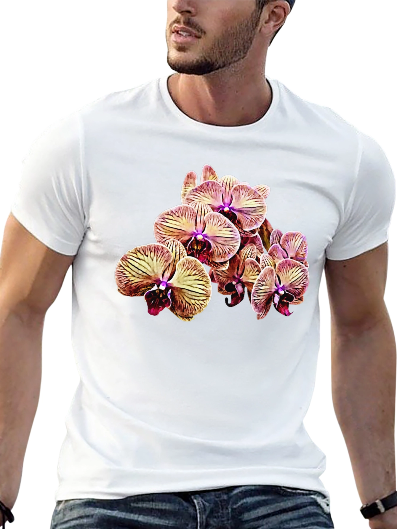 Floral Orchid T-Shirt - Black