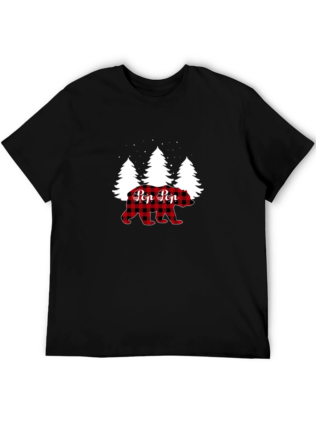 Pop Pop Bear Buffalo Plaid Christmas T-Shirt
