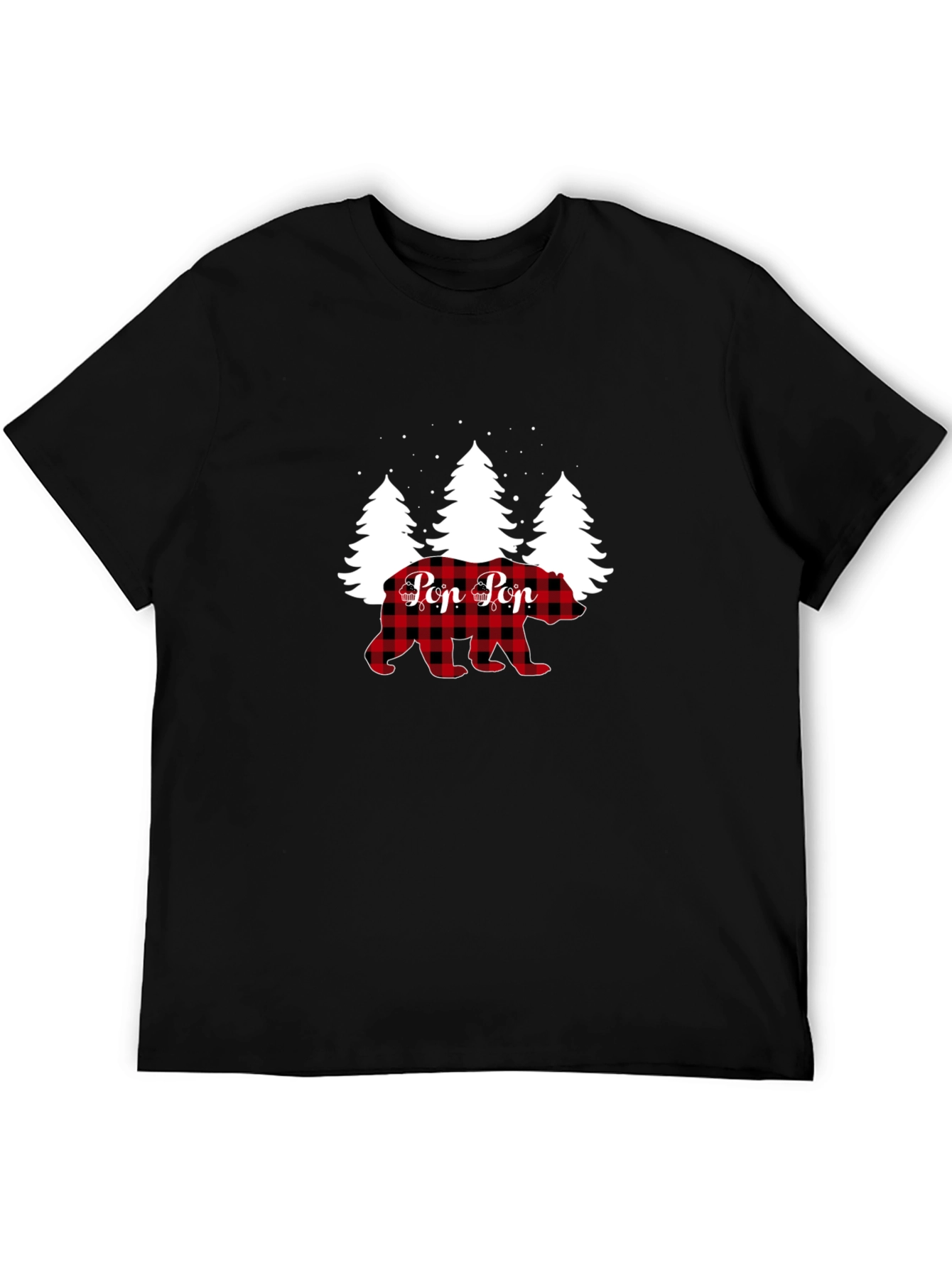 Pop Pop Bear Buffalo Plaid Christmas T-Shirt
