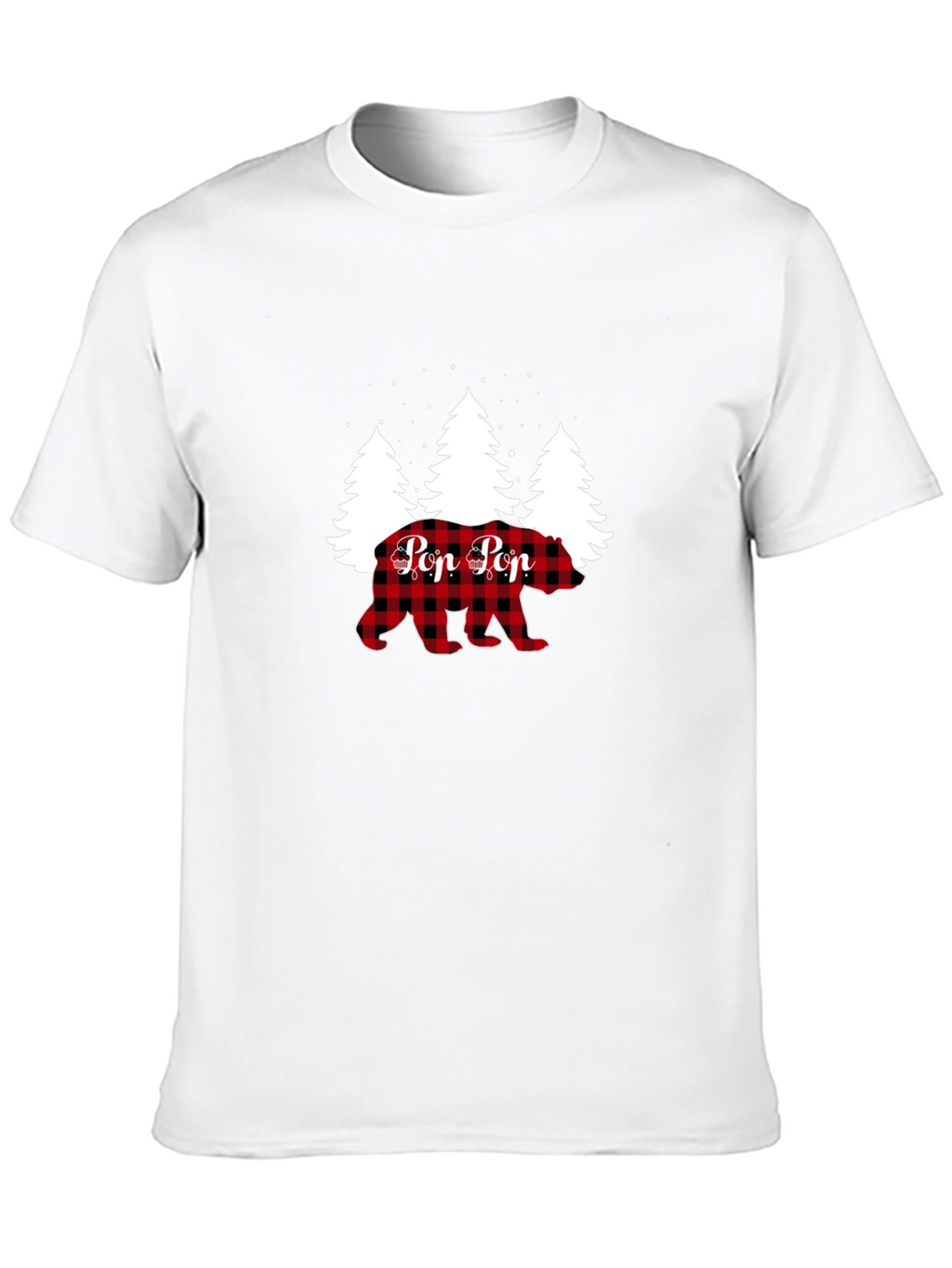 Pop Pop Bear Buffalo Plaid Christmas T-Shirt