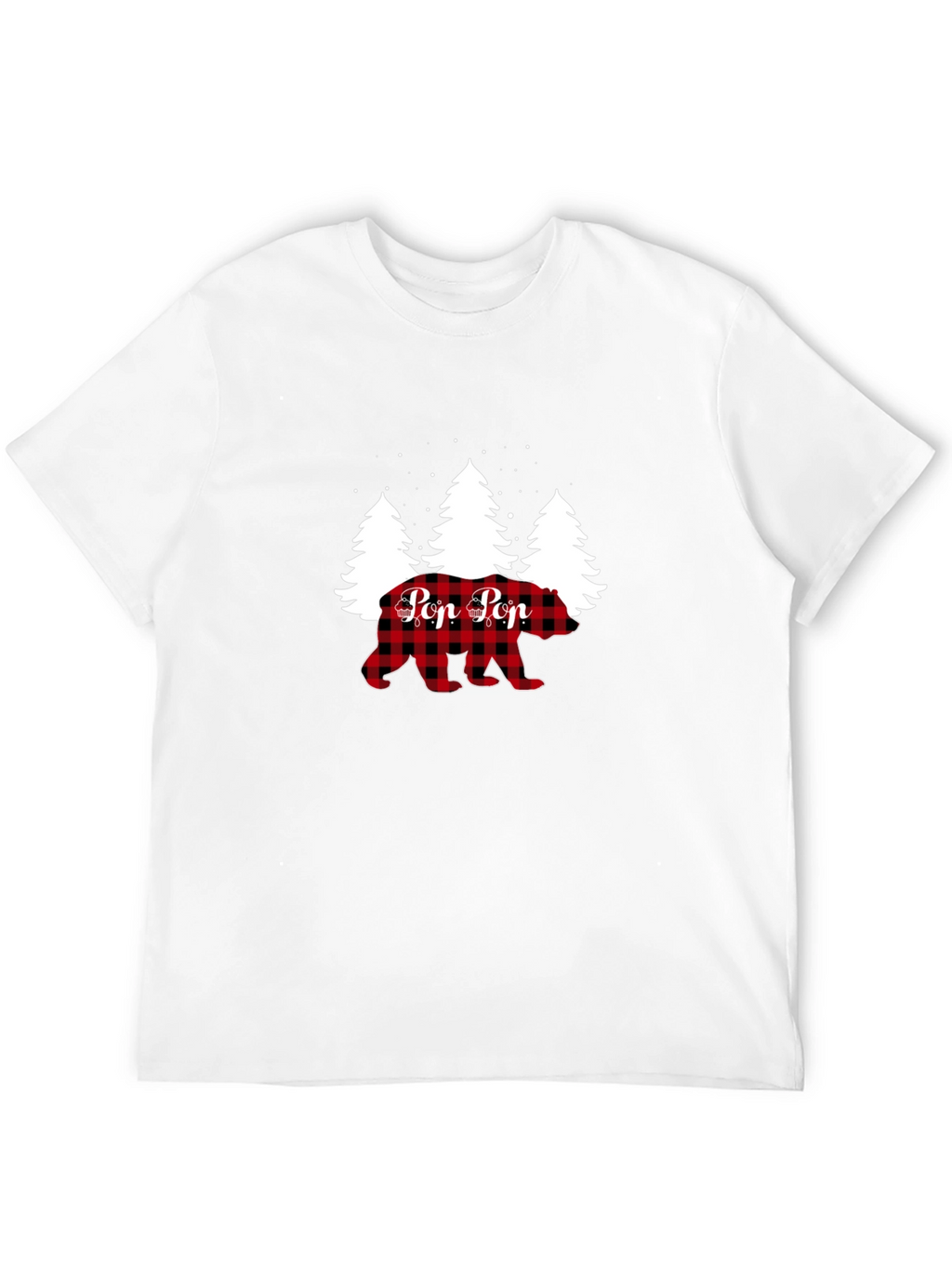Pop Pop Bear Buffalo Plaid Christmas T-Shirt