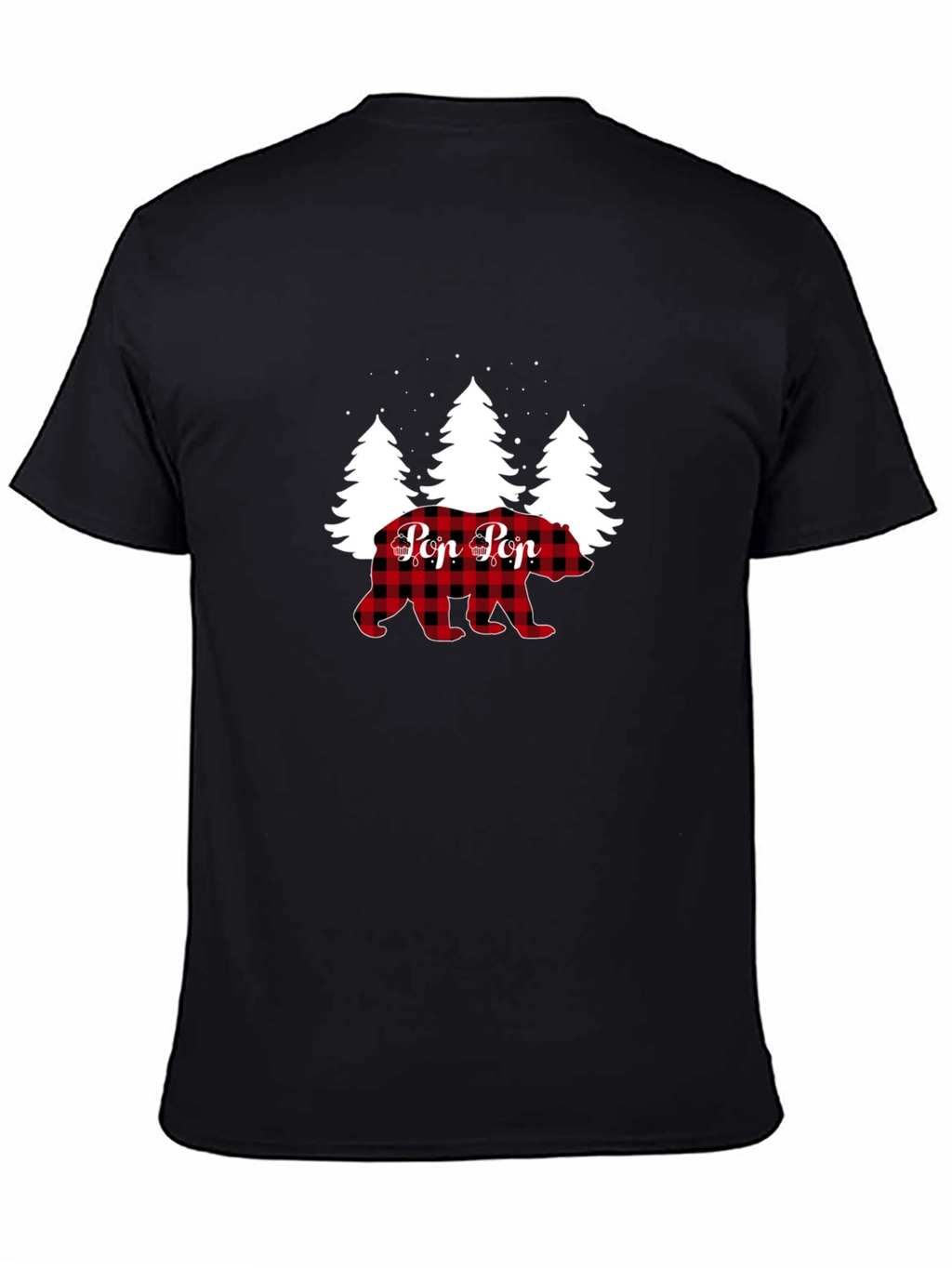 Pop Pop Bear Buffalo Plaid Christmas T-Shirt