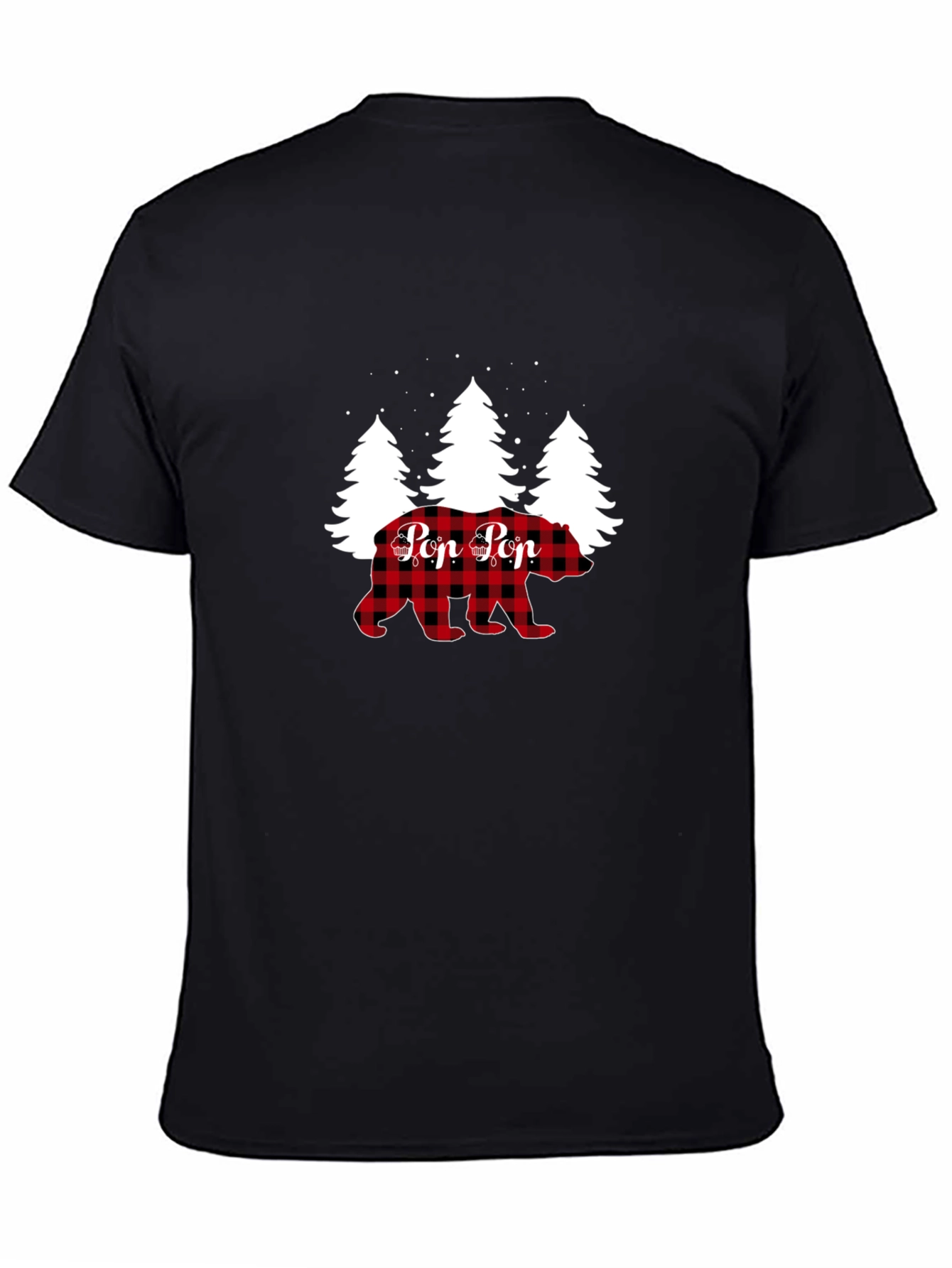Pop Pop Bear Buffalo Plaid Christmas T-Shirt