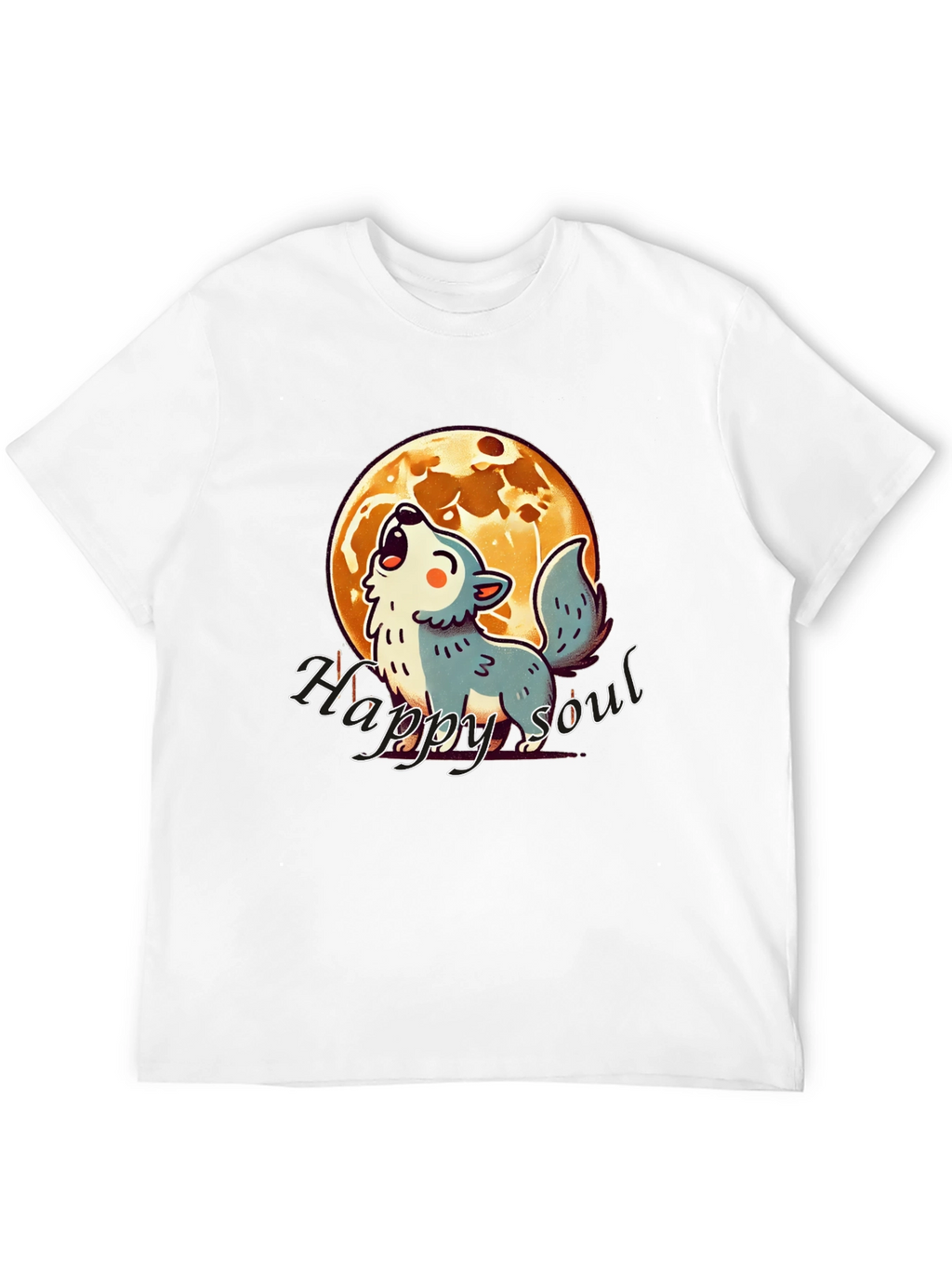 Happy Soul Wolf Moon Graphic T-Shirt - Black