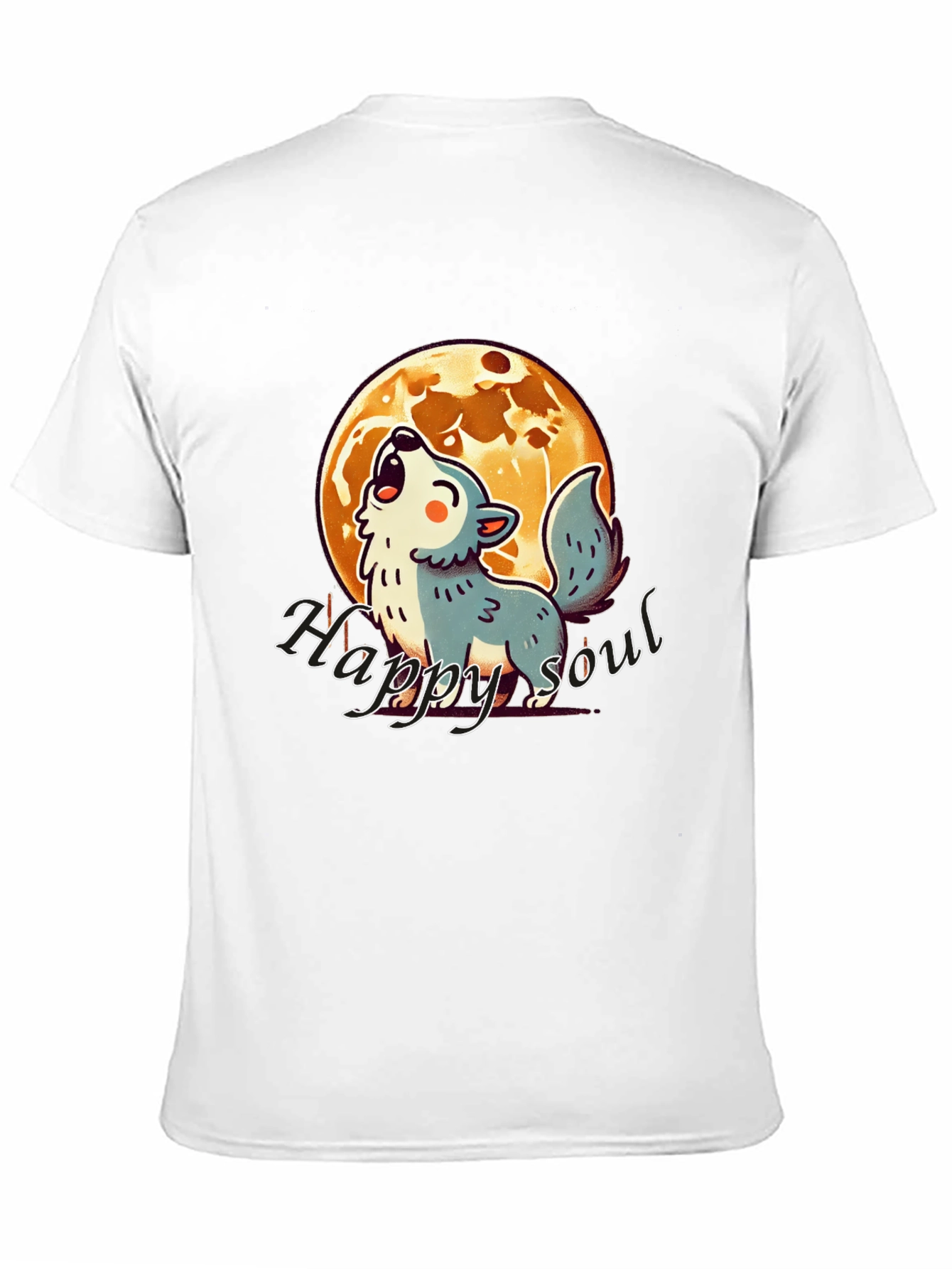 Happy Soul Wolf Moon Graphic T-Shirt - Black