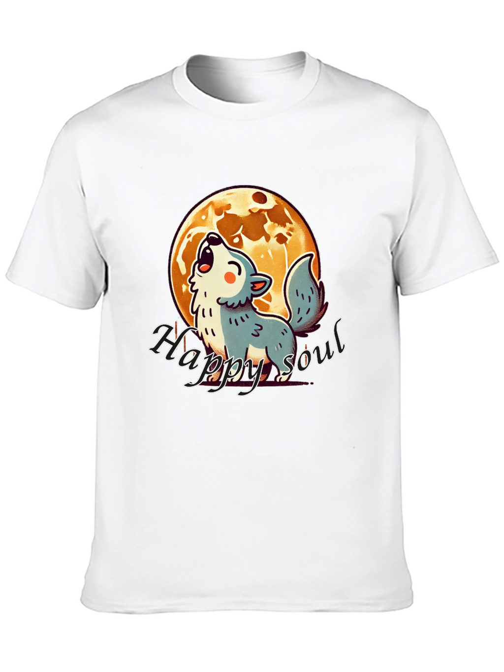 Happy Soul Wolf Moon Graphic T-Shirt - Black