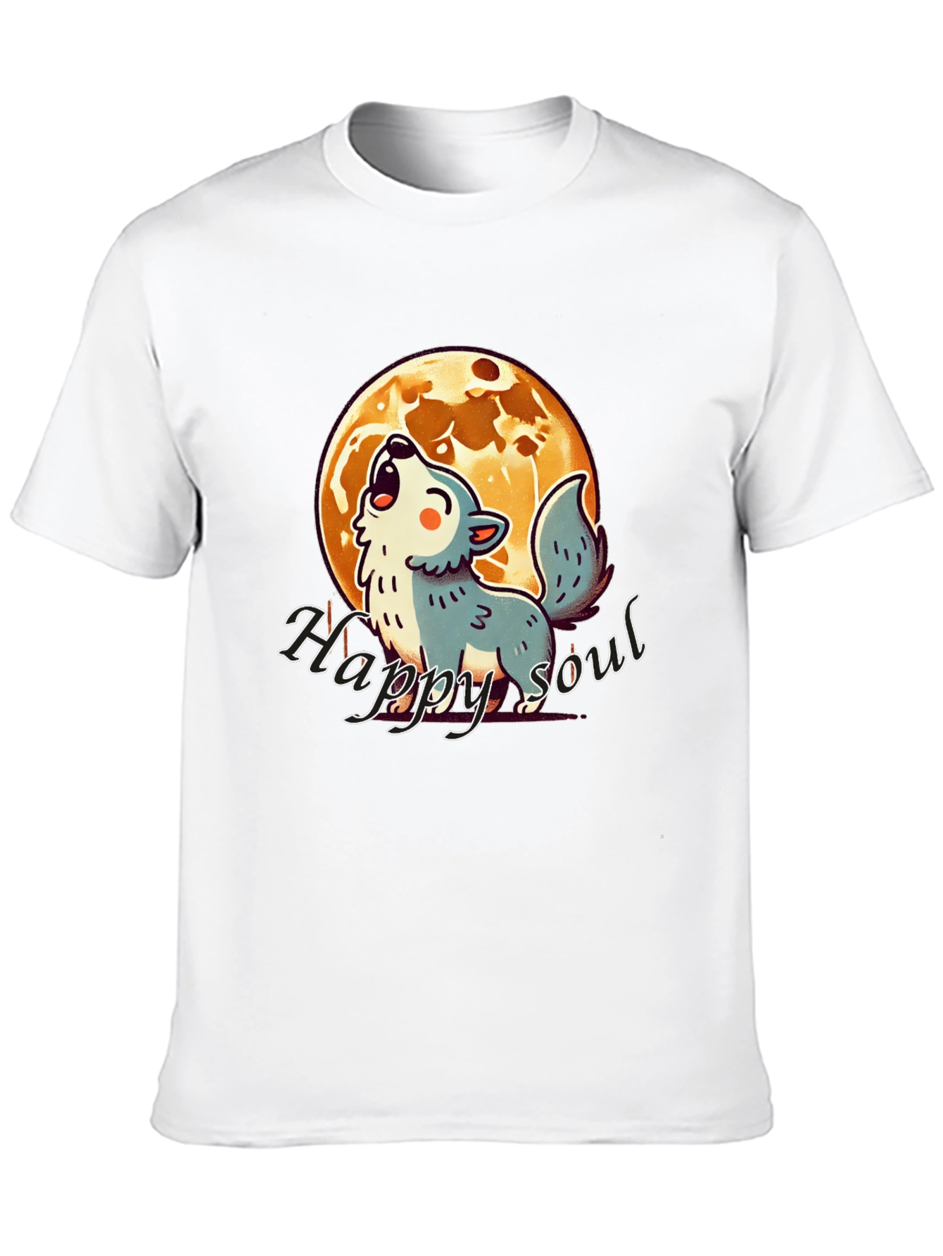 Happy Soul Wolf Moon Graphic T-Shirt - Black