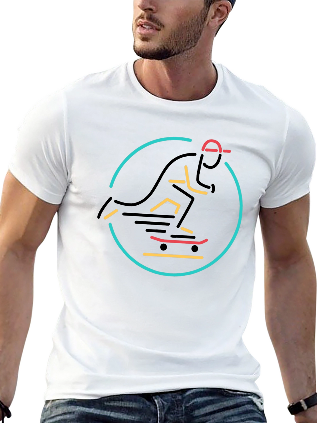 Skateboarder Graphic T-Shirt - Stylish Black Tee