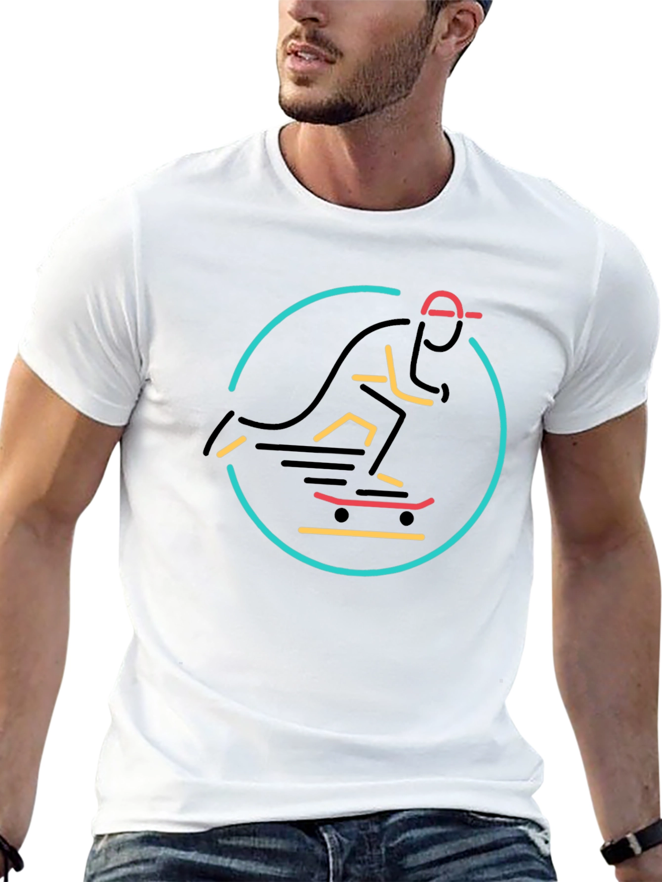 Skateboarder Graphic T-Shirt - Stylish Black Tee