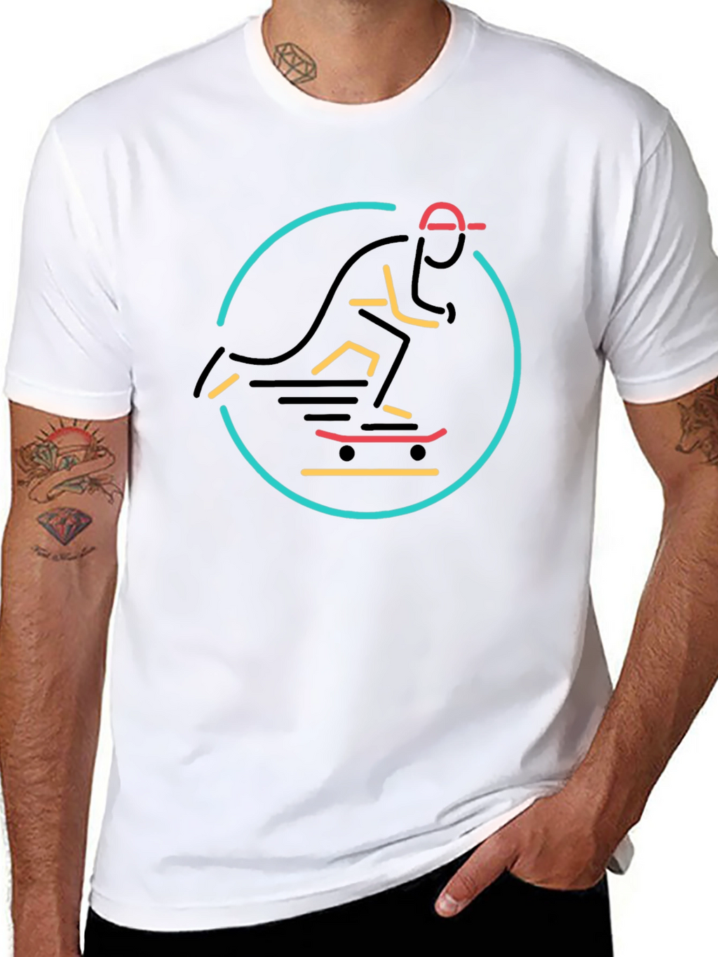 Skateboarder Graphic T-Shirt - Stylish Black Tee