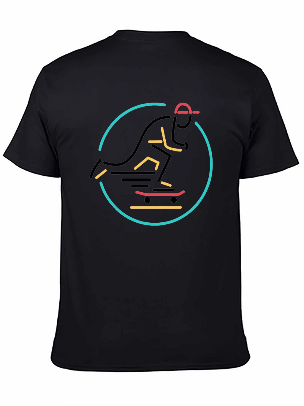 Skateboarder Graphic T-Shirt - Stylish Black Tee