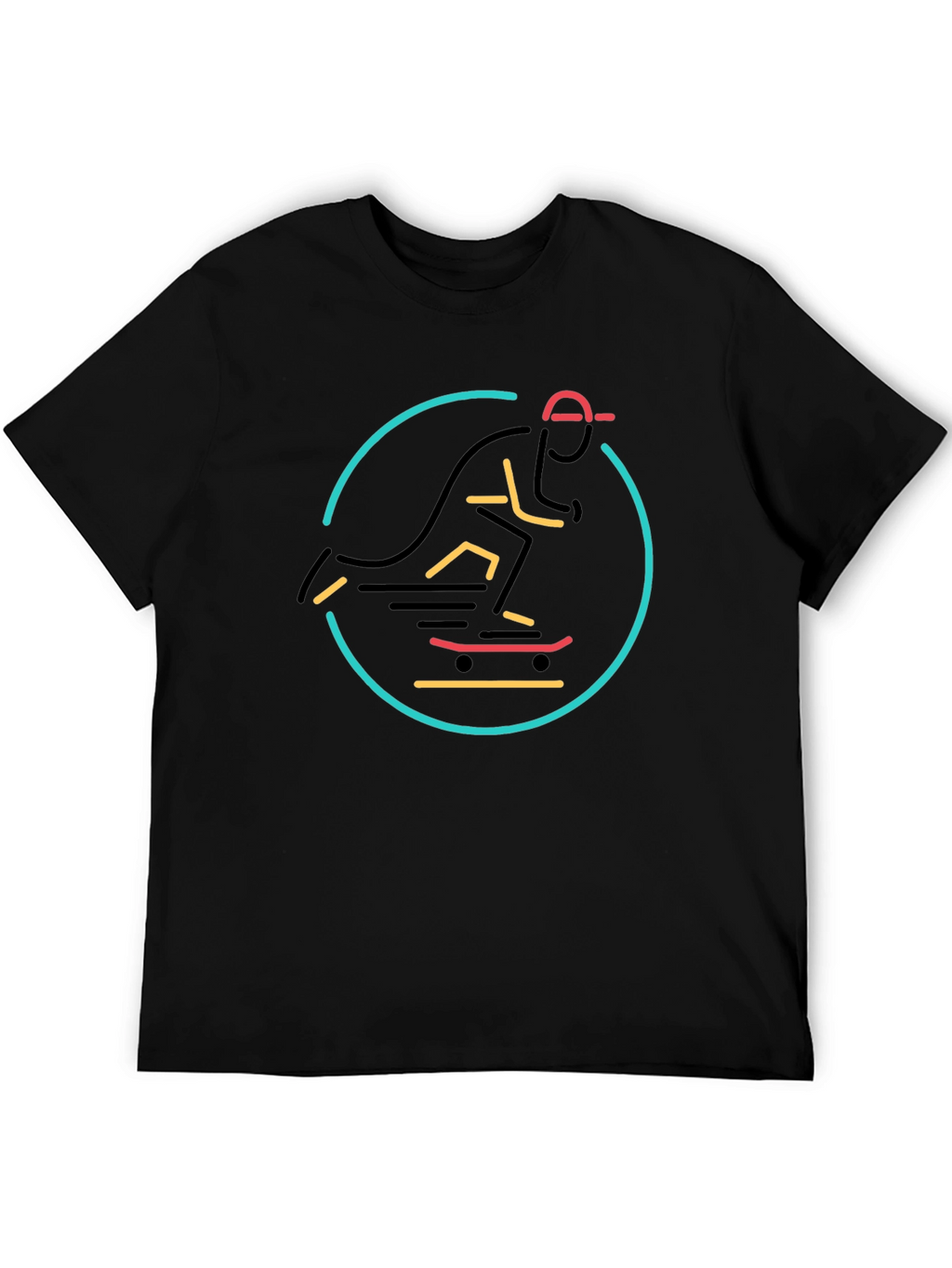 Skateboarder Graphic T-Shirt - Stylish Black Tee