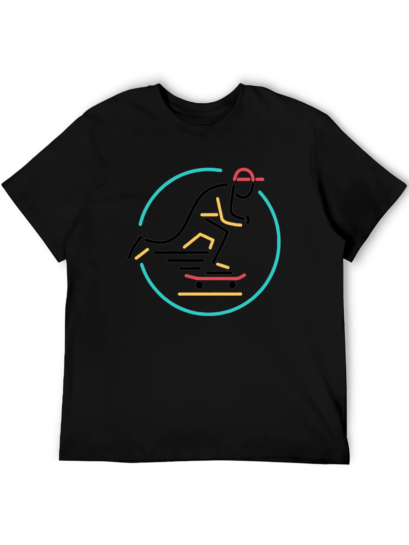 Skateboarder Graphic T-Shirt - Stylish Black Tee