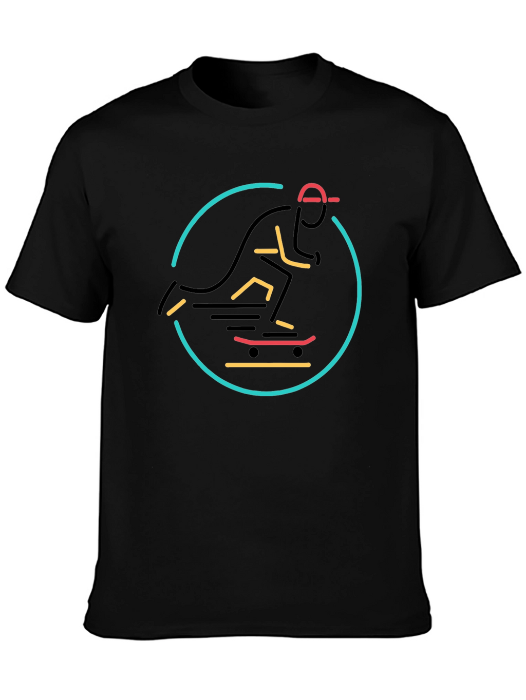 Skateboarder Graphic T-Shirt - Stylish Black Tee