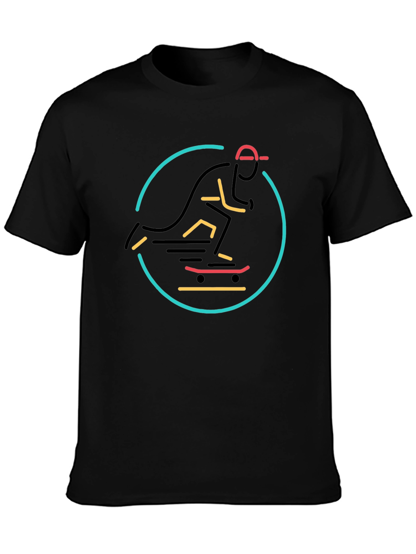 Skateboarder Graphic T-Shirt - Stylish Black Tee