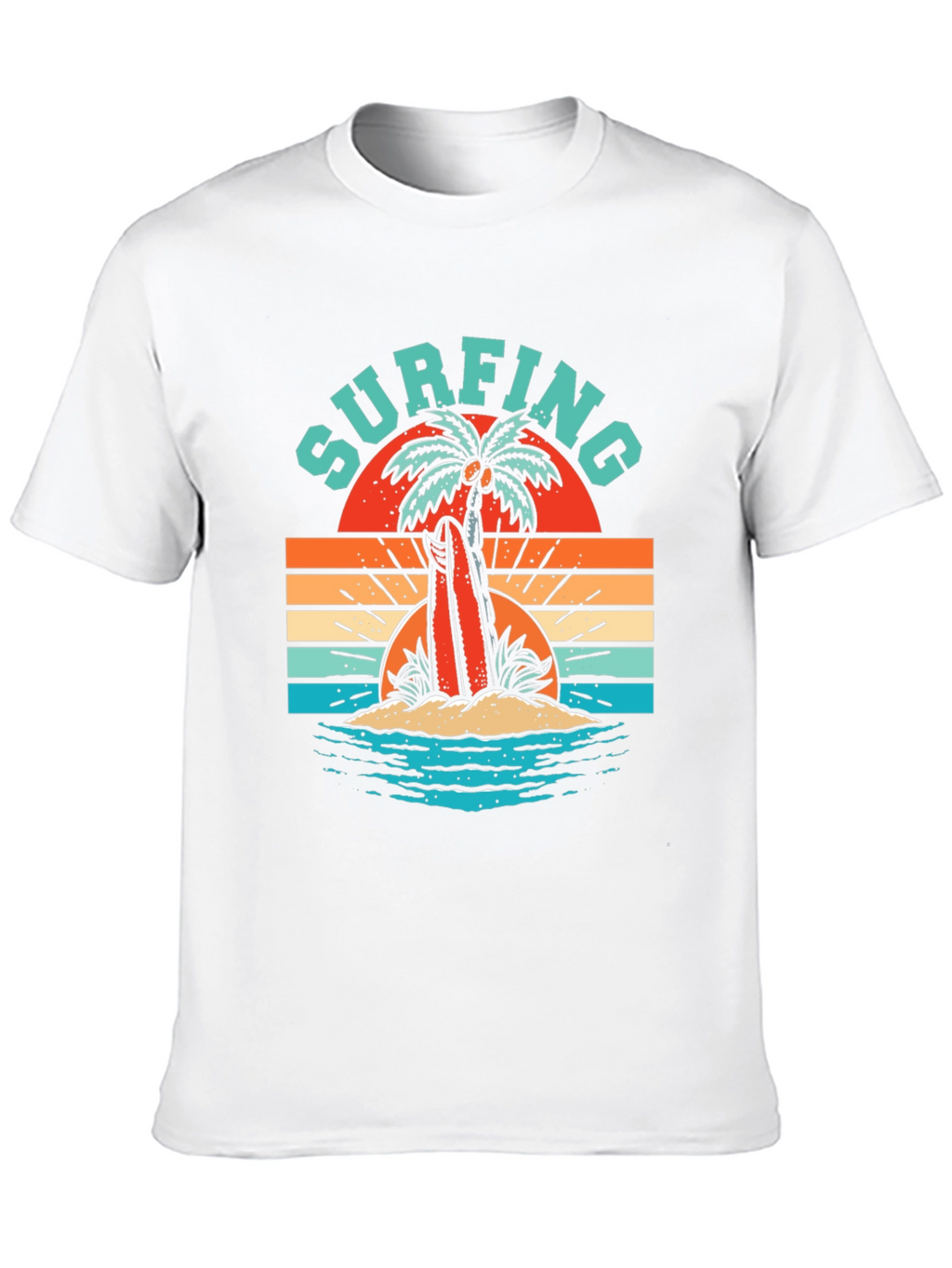 Retro Surfing T-Shirt - Palm Tree Beach Graphic Tee