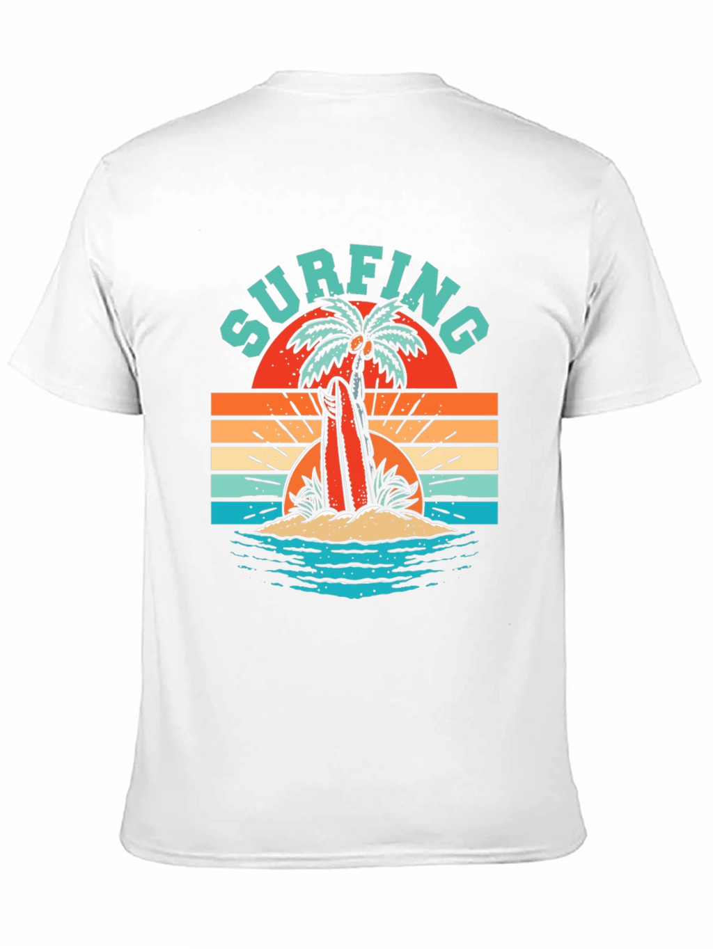Retro Surfing T-Shirt - Palm Tree Beach Graphic Tee