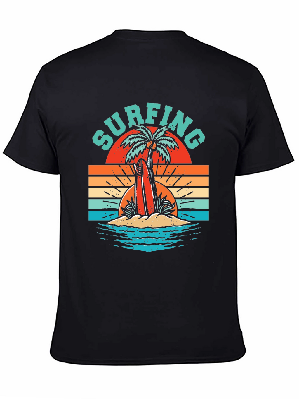 Retro Surfing T-Shirt - Palm Tree Beach Graphic Tee