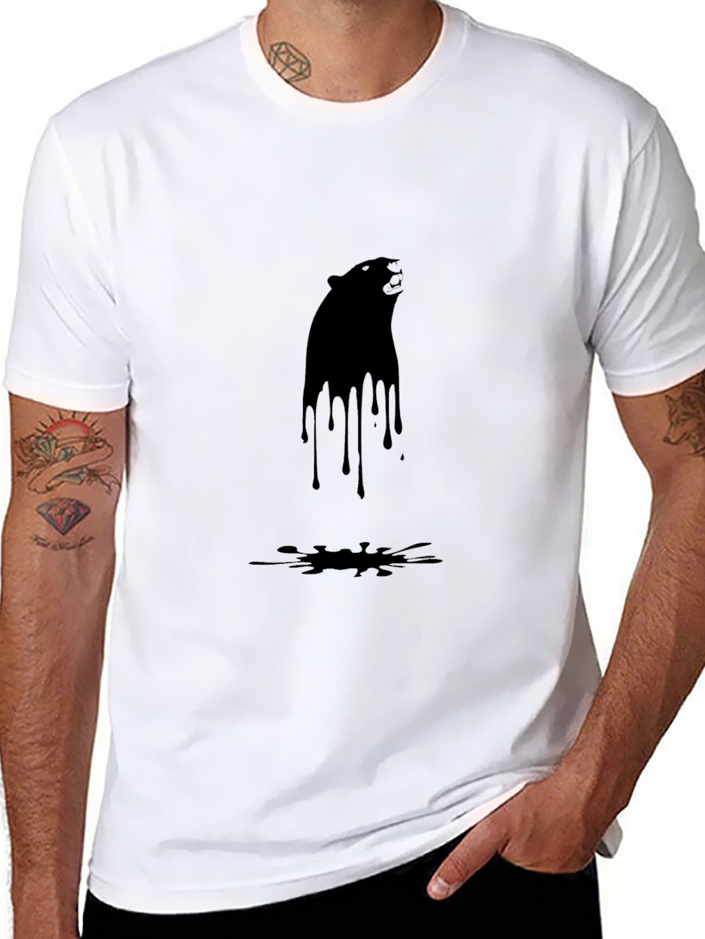 Black Bear Drip Graphic Tee - Mens Casual T-Shirt