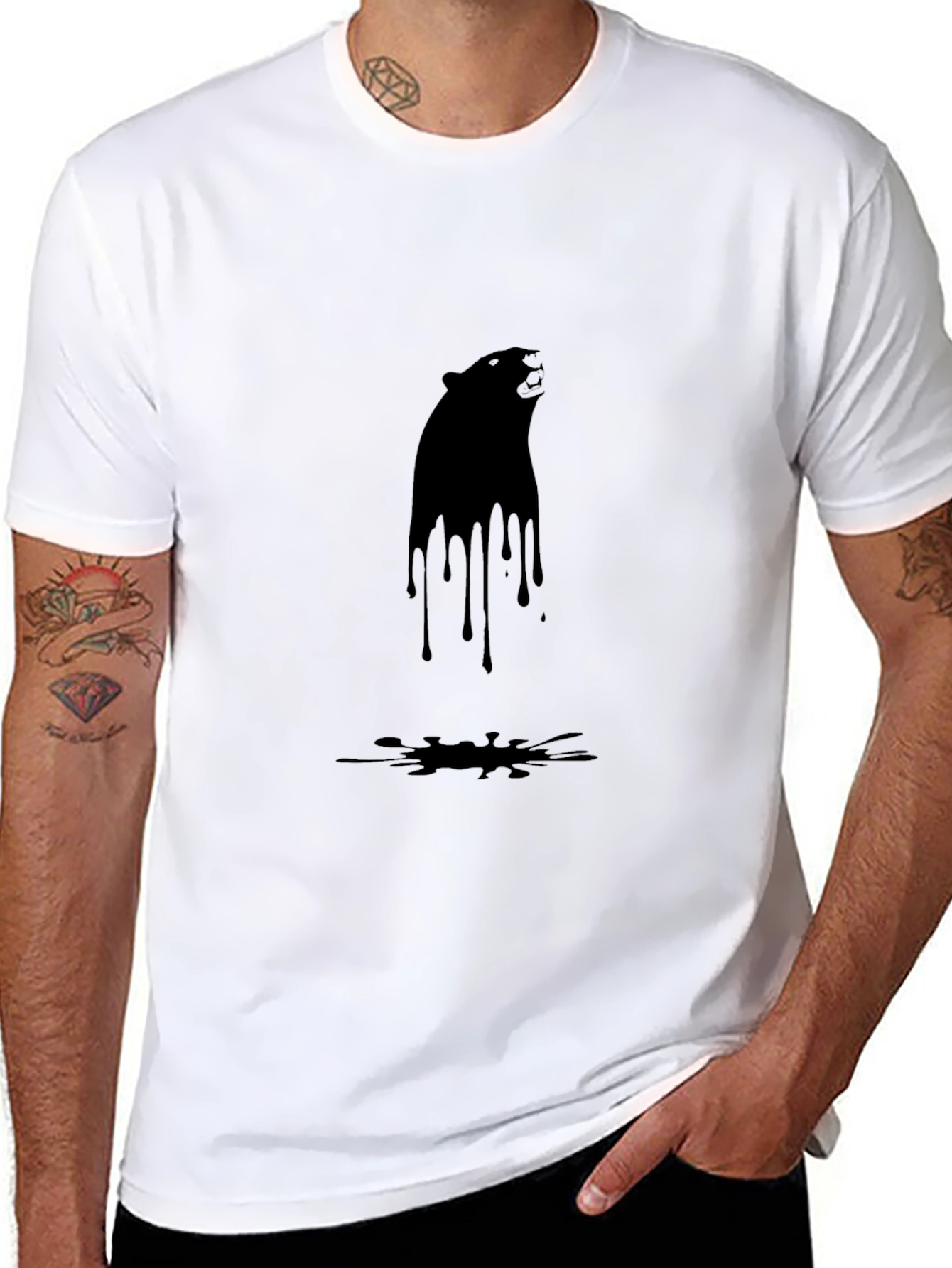 Black Bear Drip Graphic Tee - Mens Casual T-Shirt