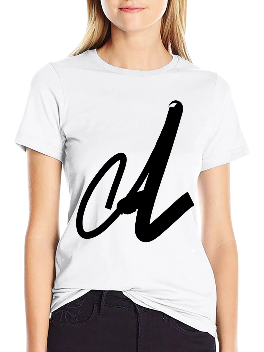 Black Tee with Abstract Initial Design