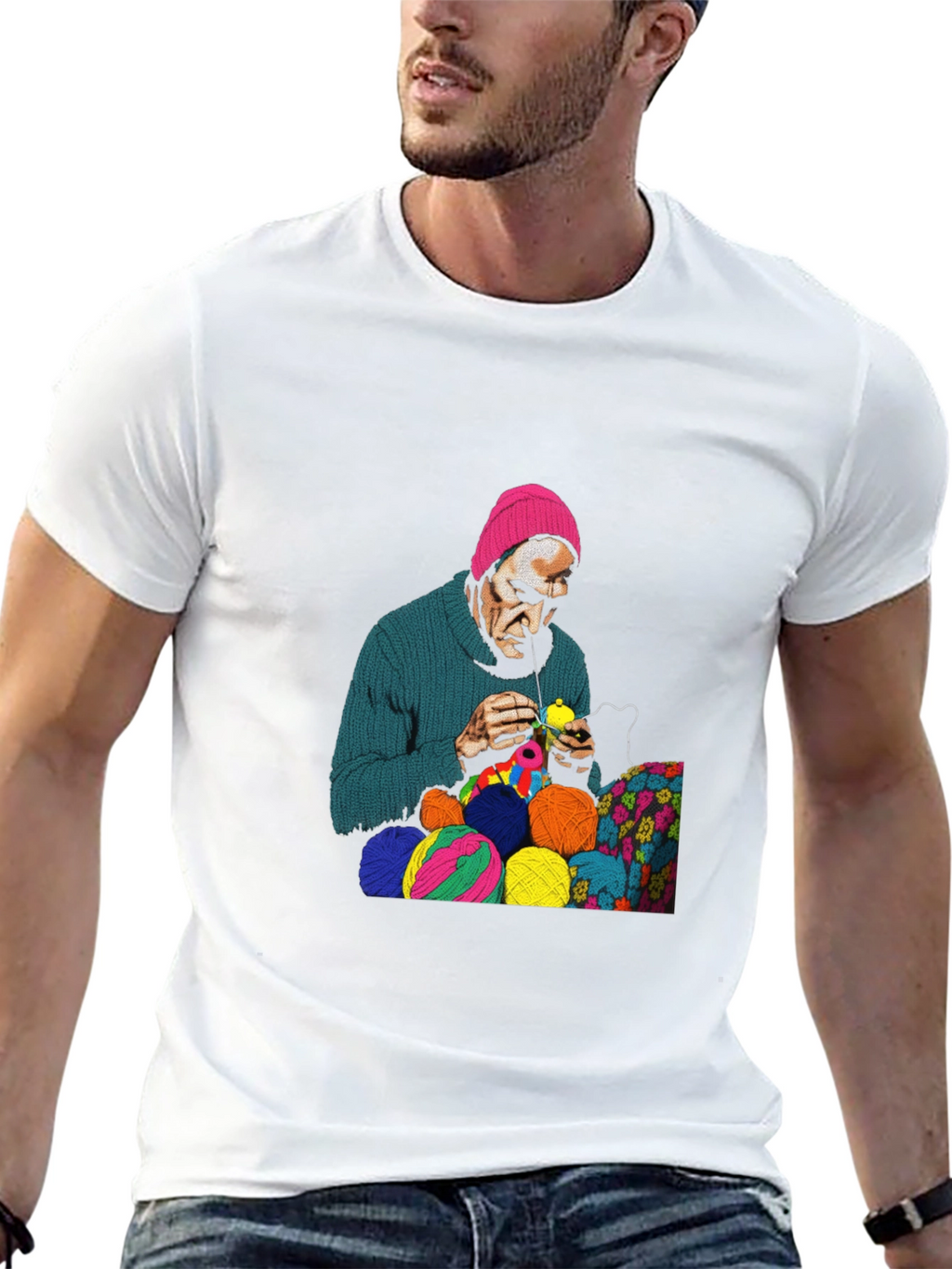 Knitting Man Graphic T-Shirt