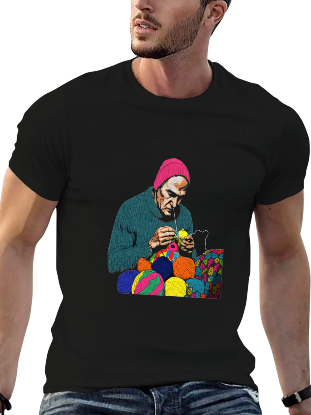 Knitting Man Graphic T-Shirt