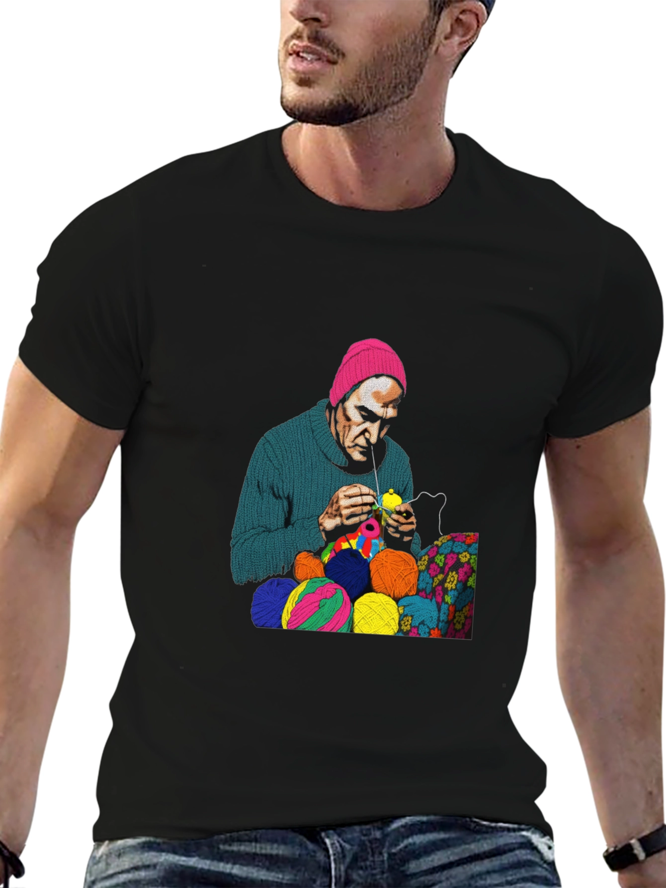 Knitting Man Graphic T-Shirt