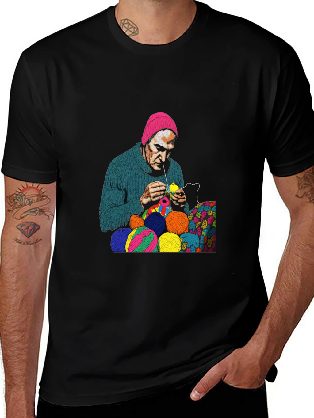 Knitting Man Graphic T-Shirt