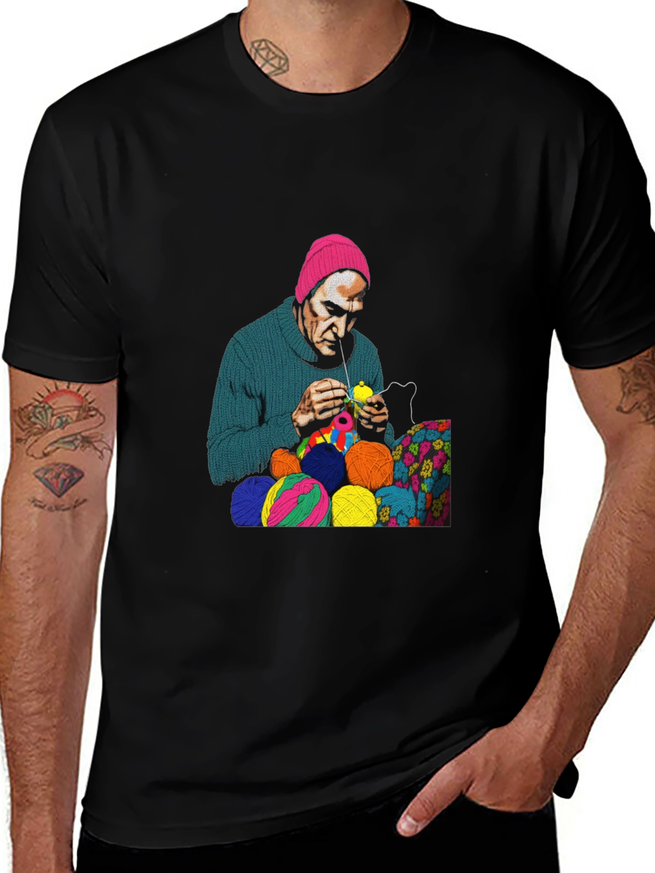 Knitting Man Graphic T-Shirt
