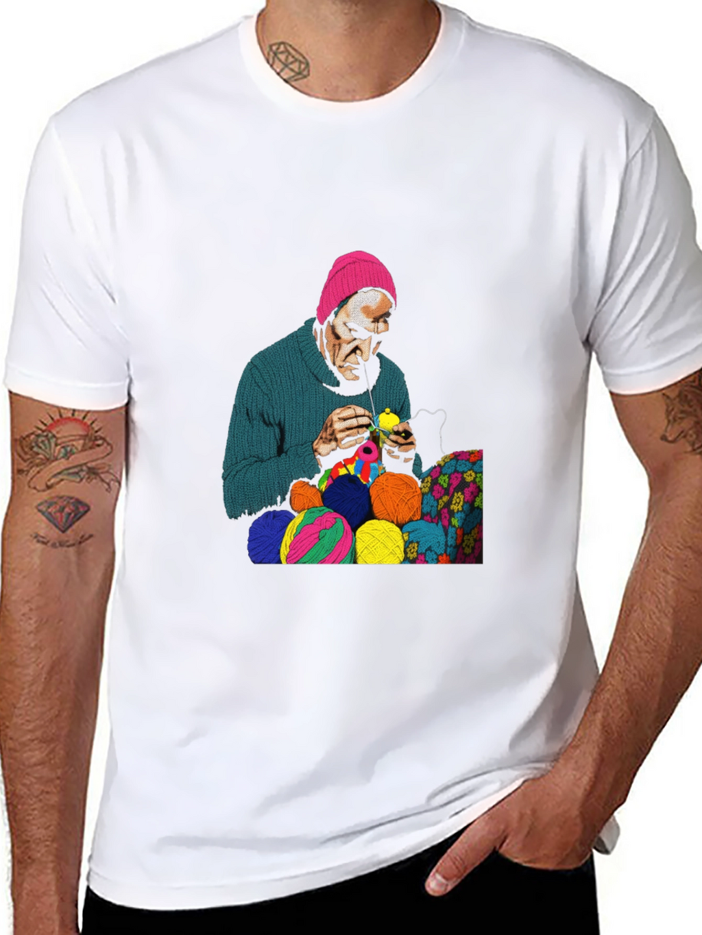 Knitting Man Graphic T-Shirt
