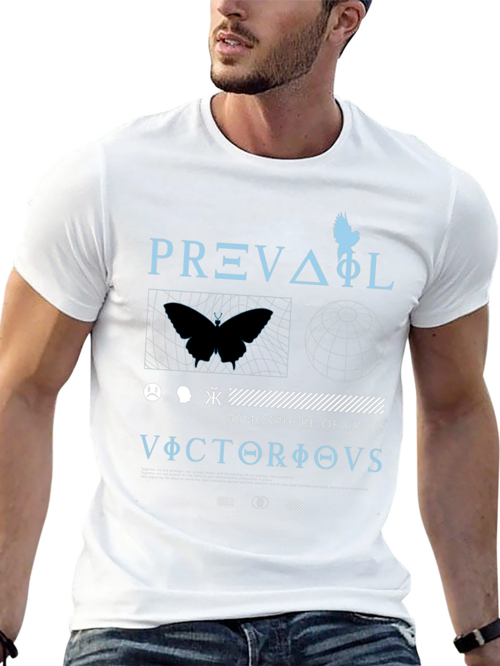 Abstract Graphic Print Mens Black T-Shirt