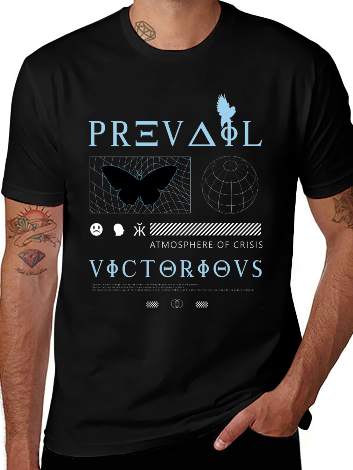 Abstract Graphic Print Mens Black T-Shirt