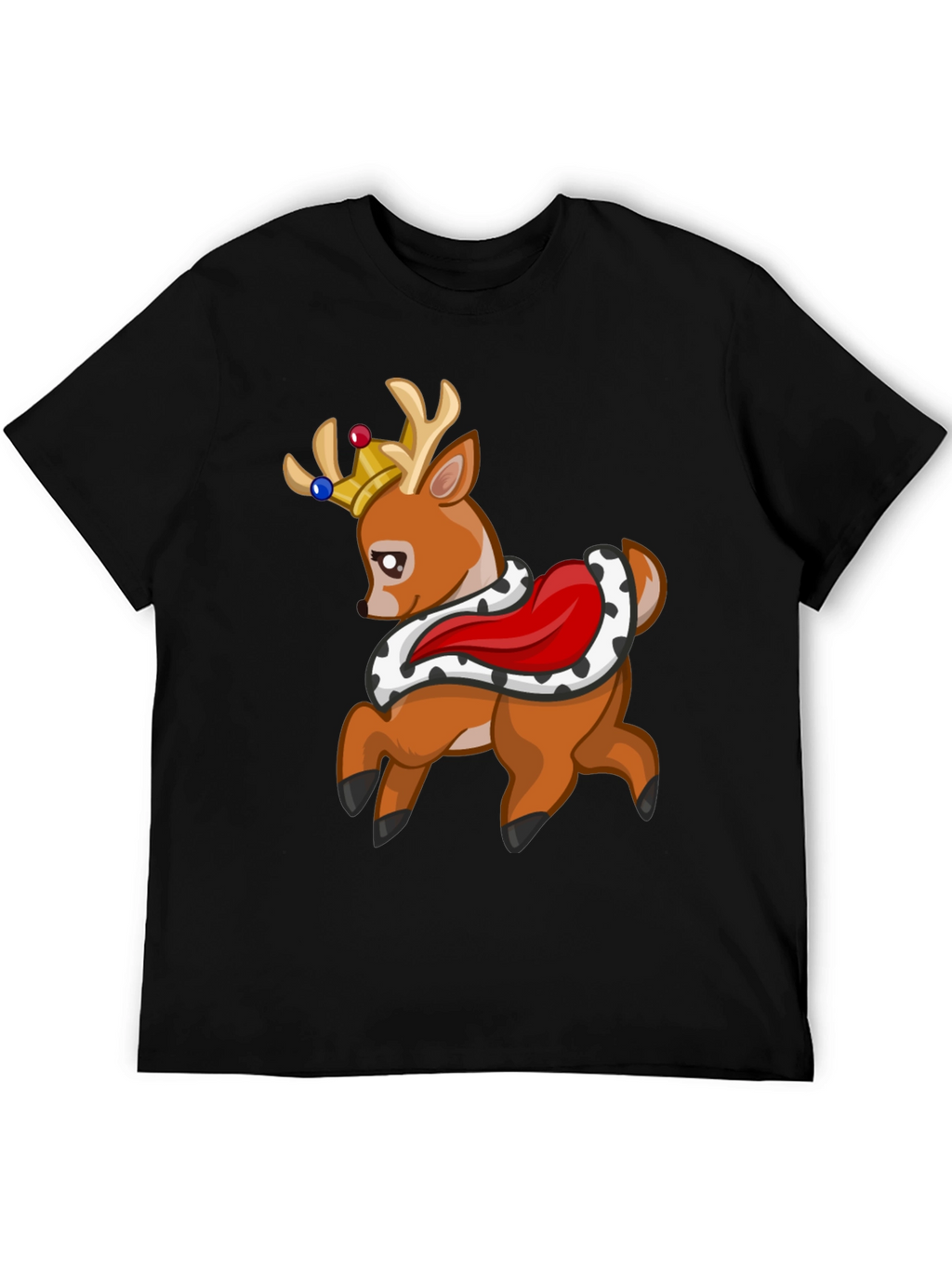 King Deer Graphic Tee - Black Cotton T-Shirt