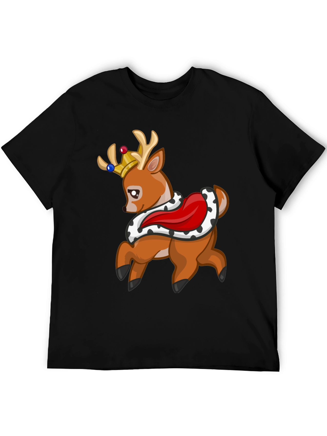 King Deer Graphic Tee - Black Cotton T-Shirt