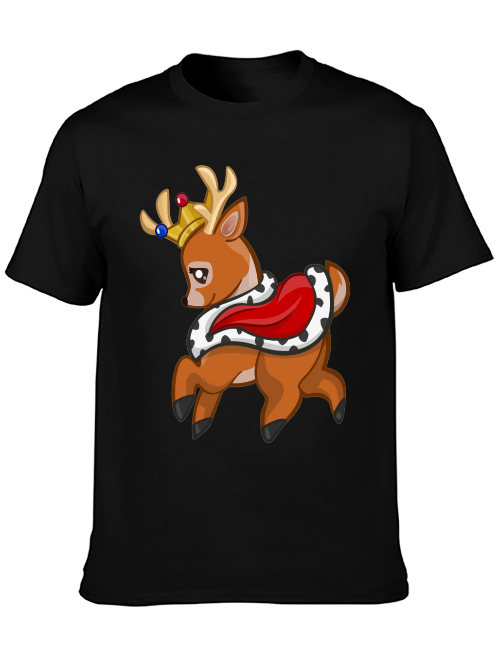 King Deer Graphic Tee - Black Cotton T-Shirt