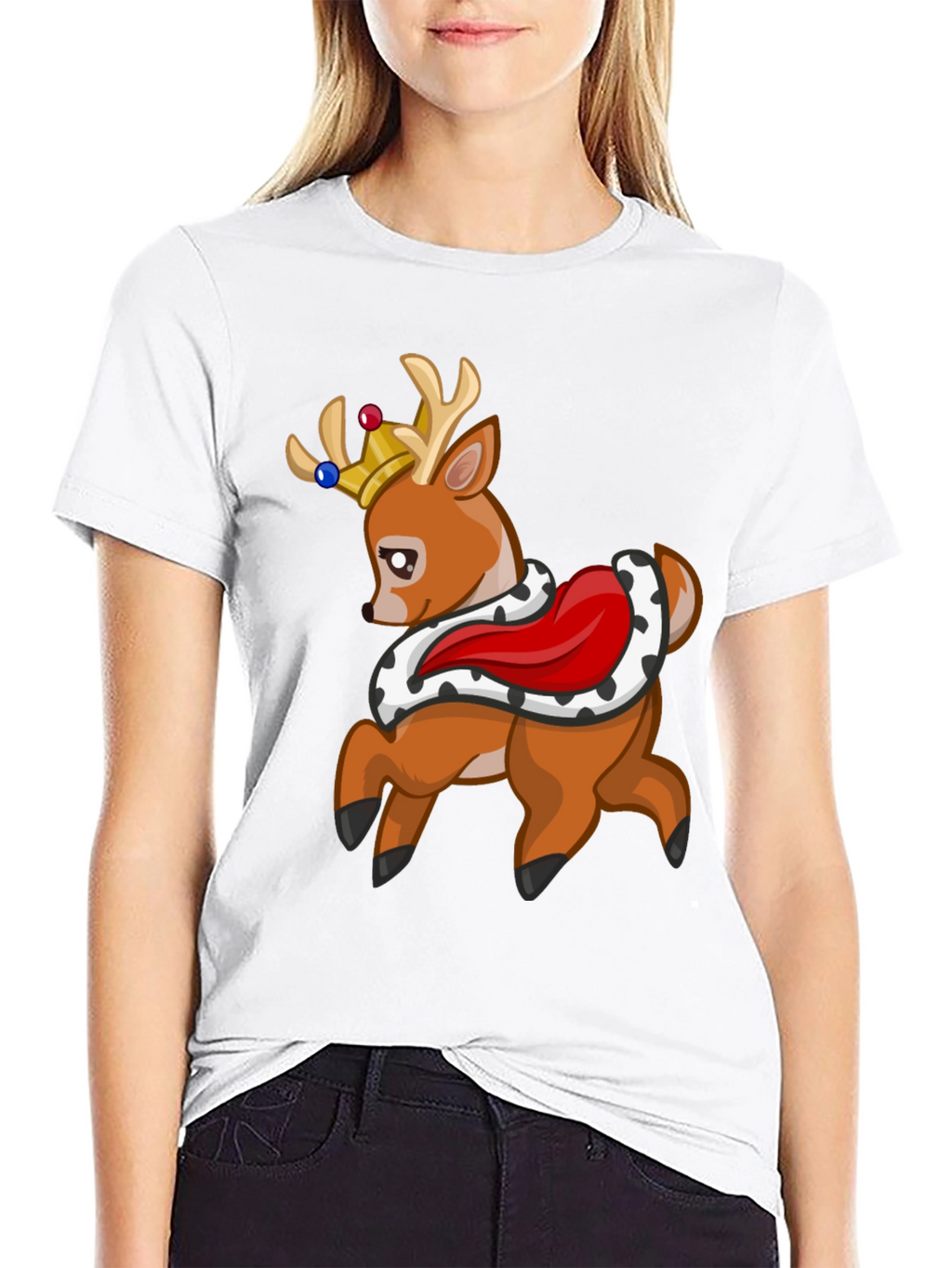 King Deer Graphic Tee - Black Cotton T-Shirt