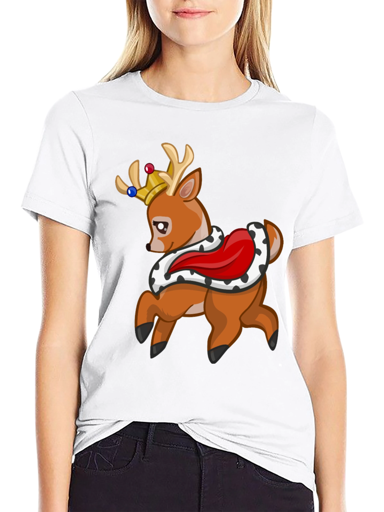 King Deer Graphic Tee - Black Cotton T-Shirt