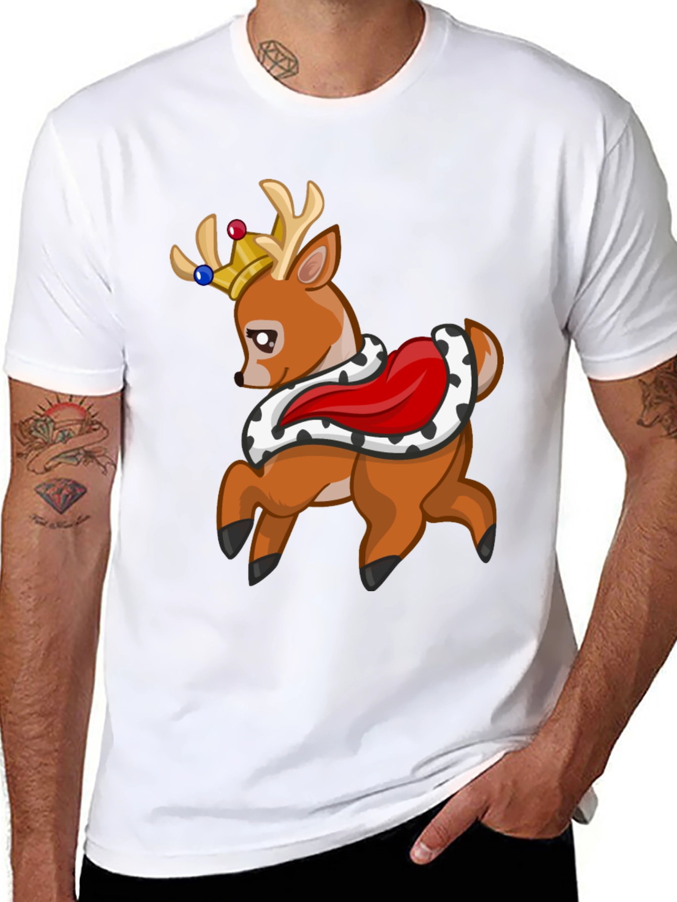 King Deer Graphic Tee - Black Cotton T-Shirt