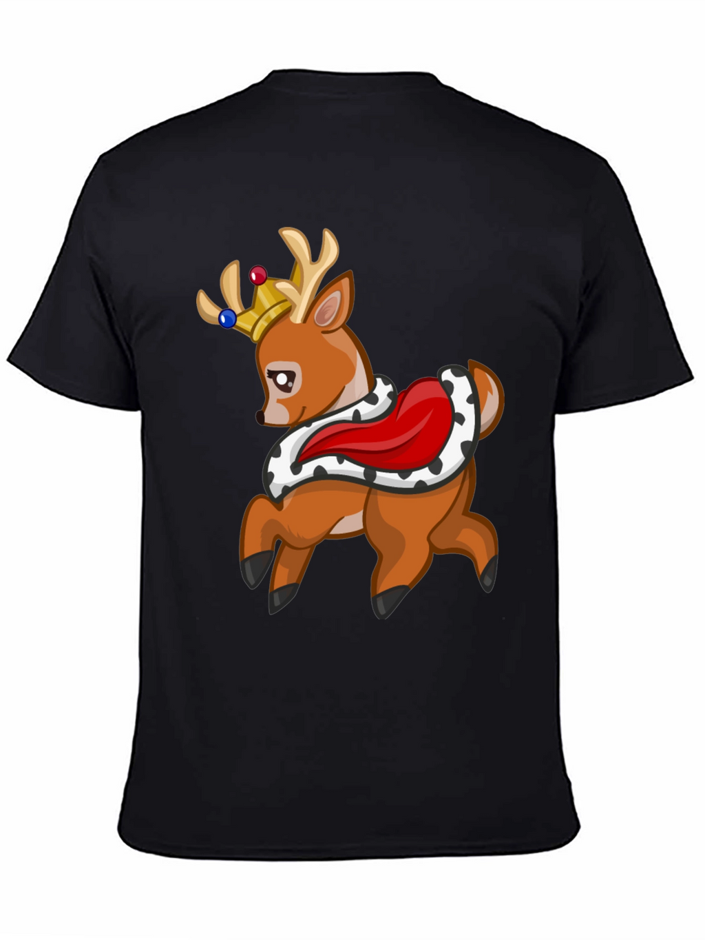 King Deer Graphic Tee - Black Cotton T-Shirt