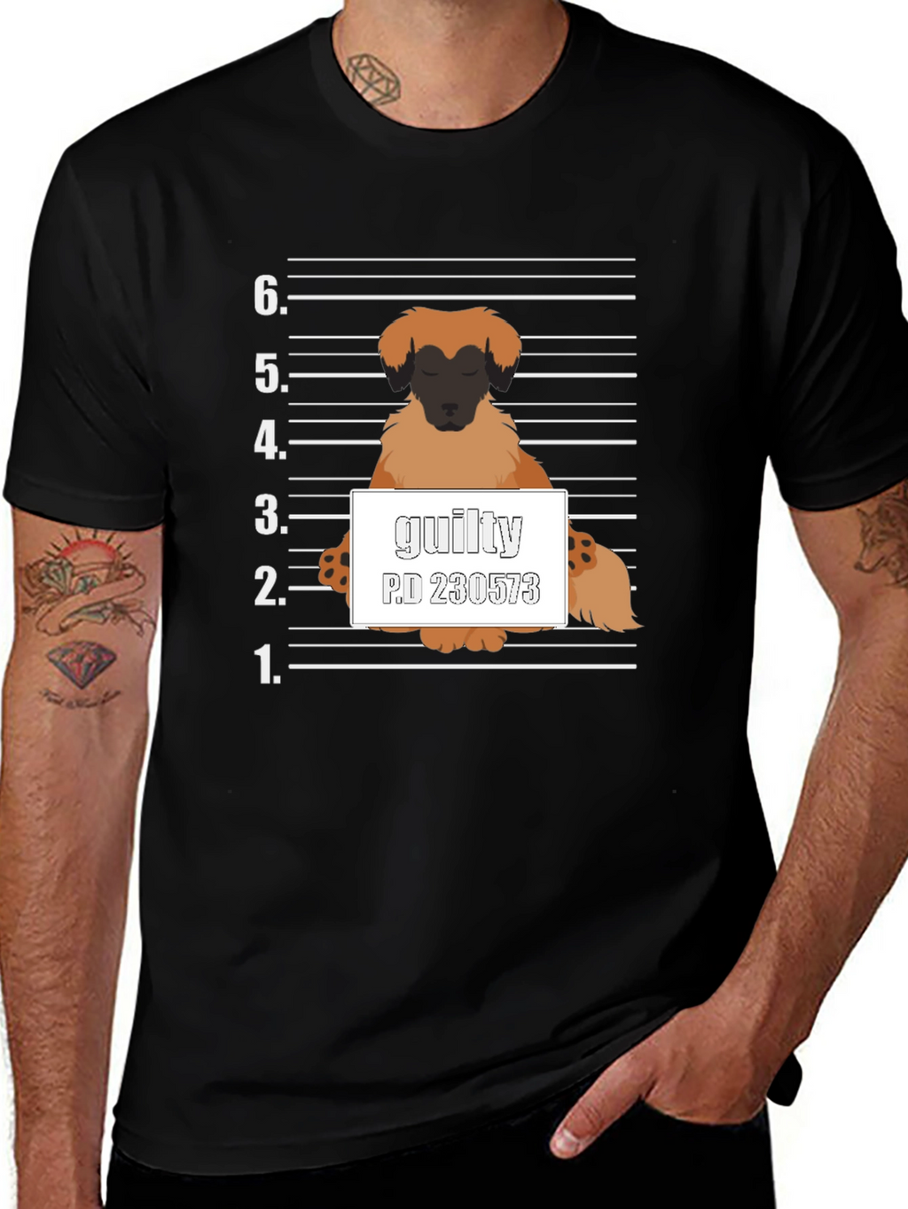 Guilty Dog Mugshot Graphic T-Shirt
