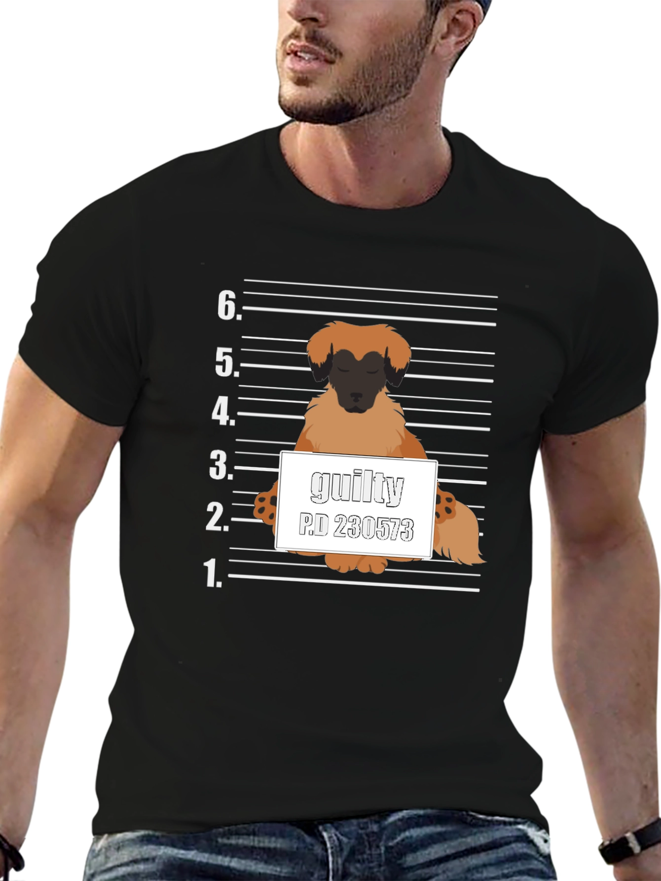 Guilty Dog Mugshot Graphic T-Shirt