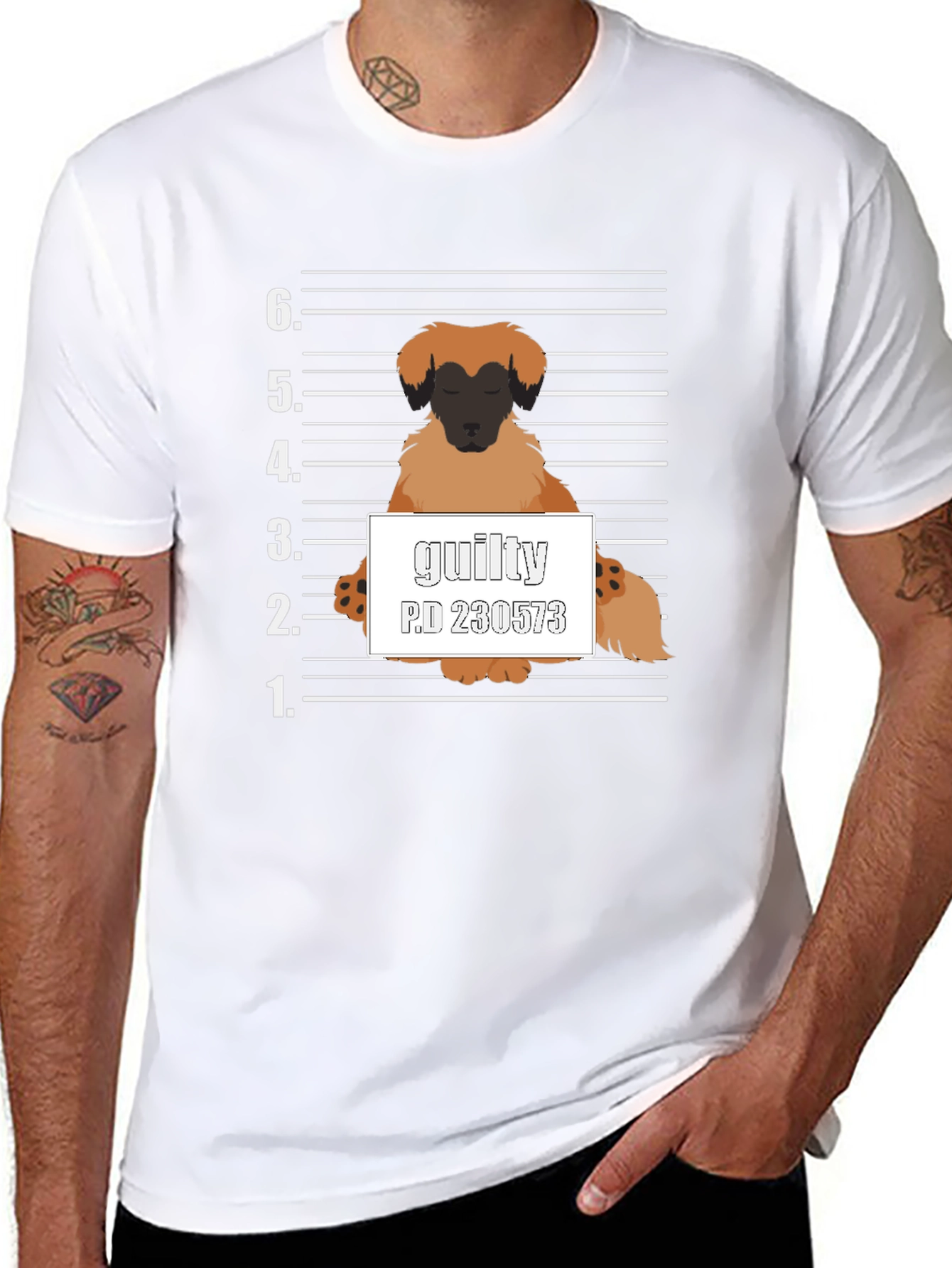 Guilty Dog Mugshot Graphic T-Shirt