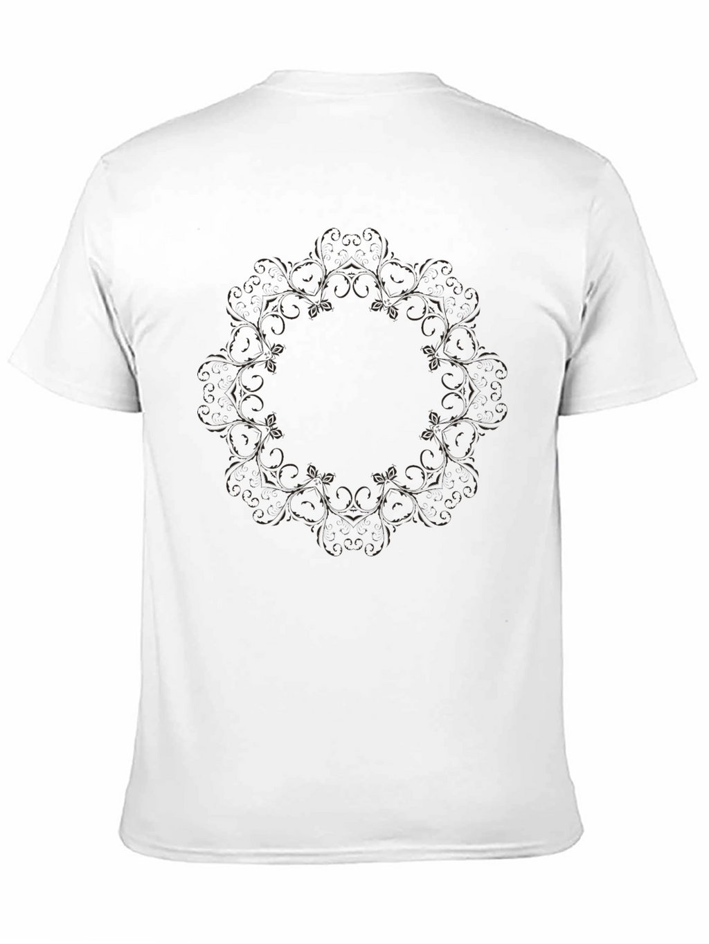 Black Floral Mandala Print T-Shirt