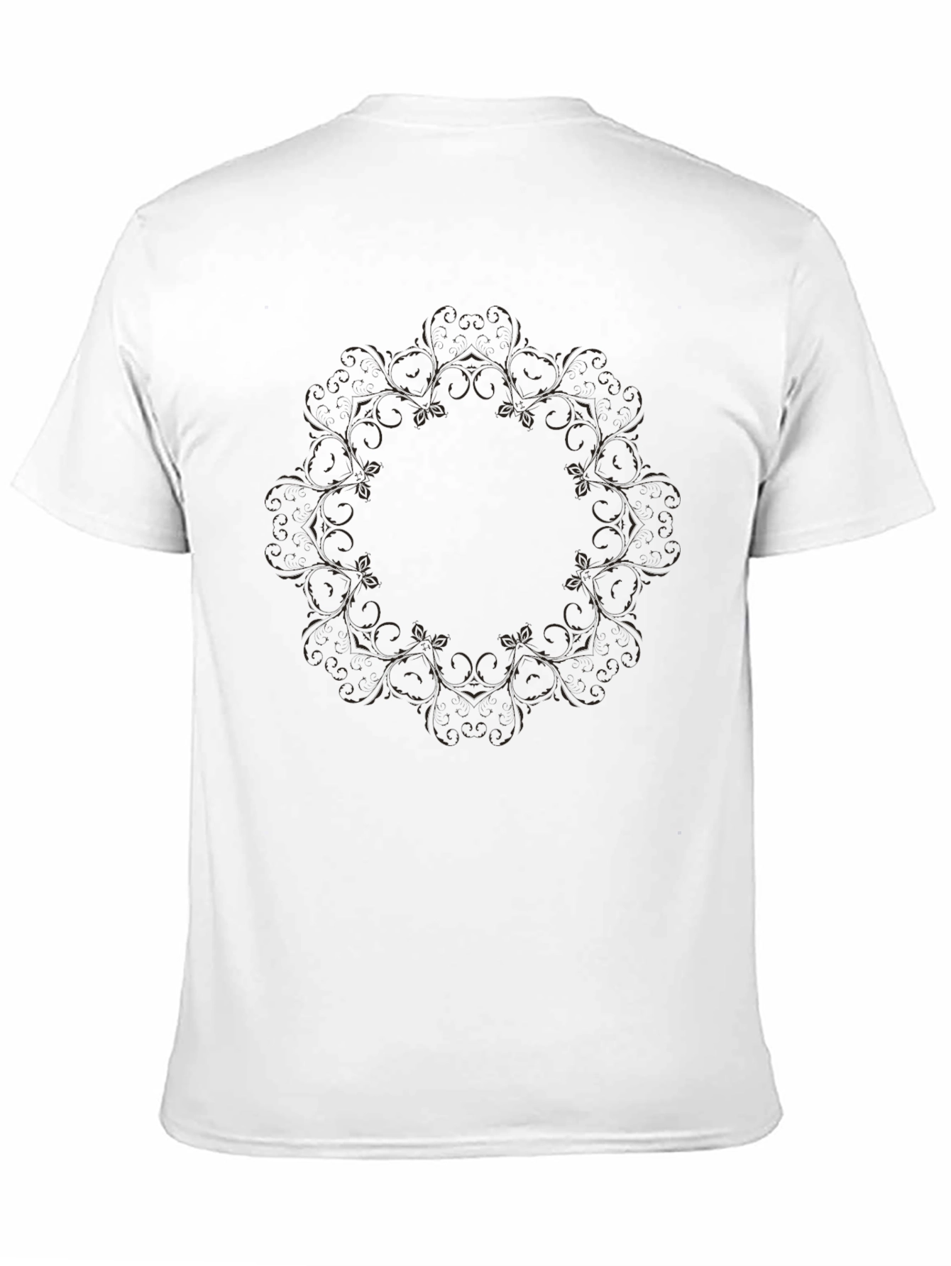Black Floral Mandala Print T-Shirt